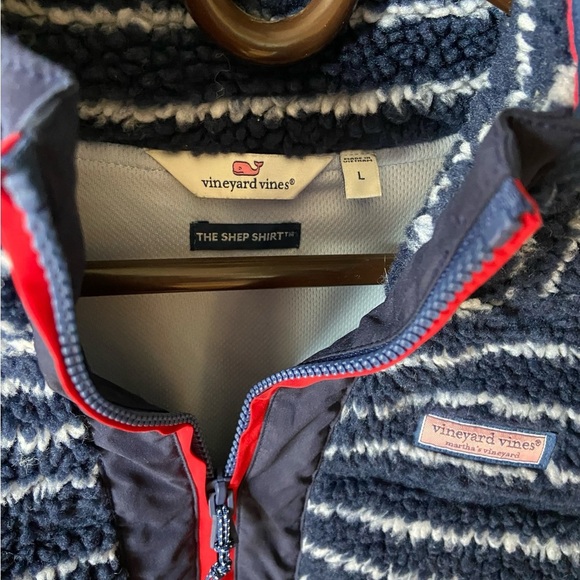 Vineyard Vines Blue and White Striped Sweatshirt with Stand-Up Collar - Picture 4 of 8